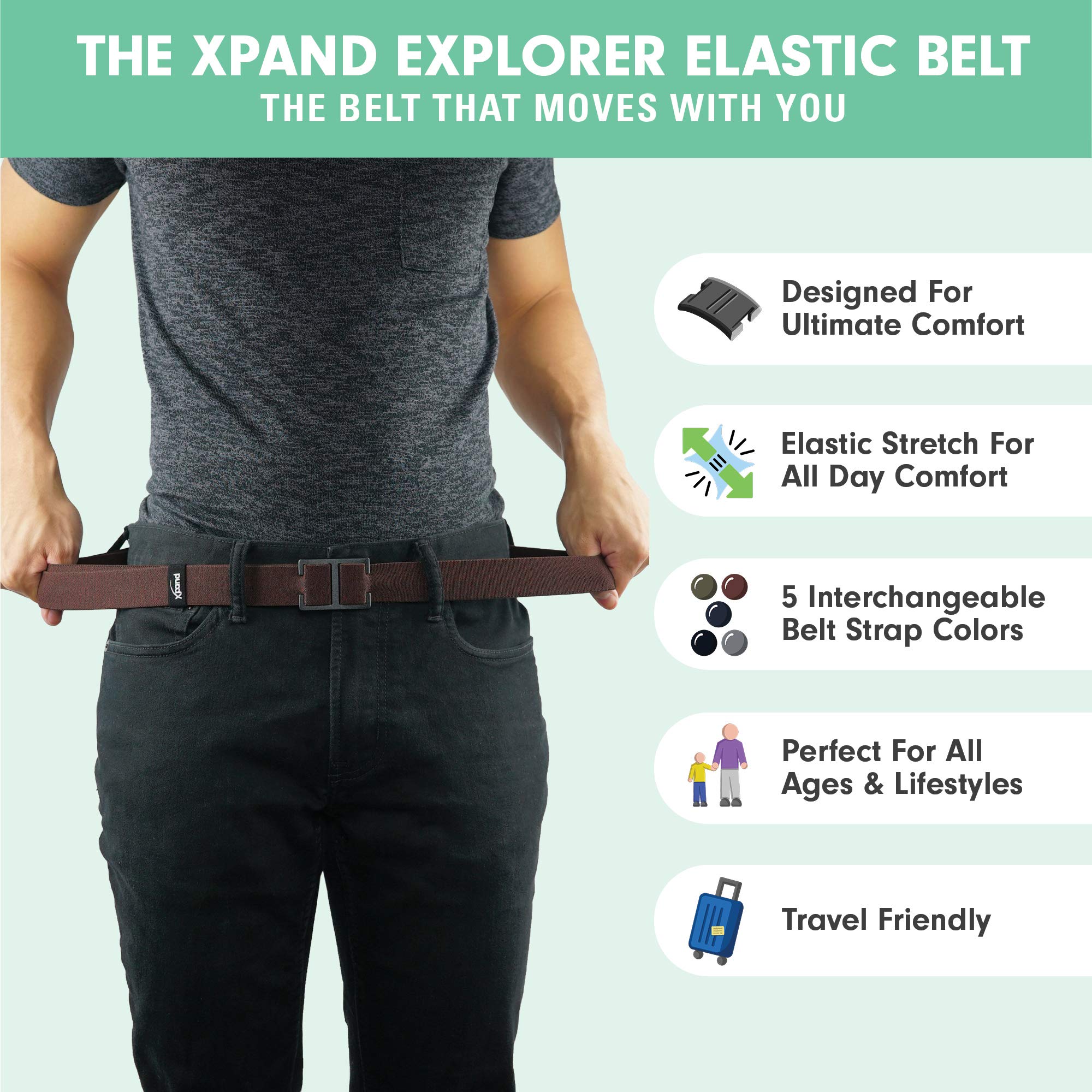 Xpand Explorer Belt No-Show Invisible Elastic Belt w/Slim Aluminum Buckle - Image 3