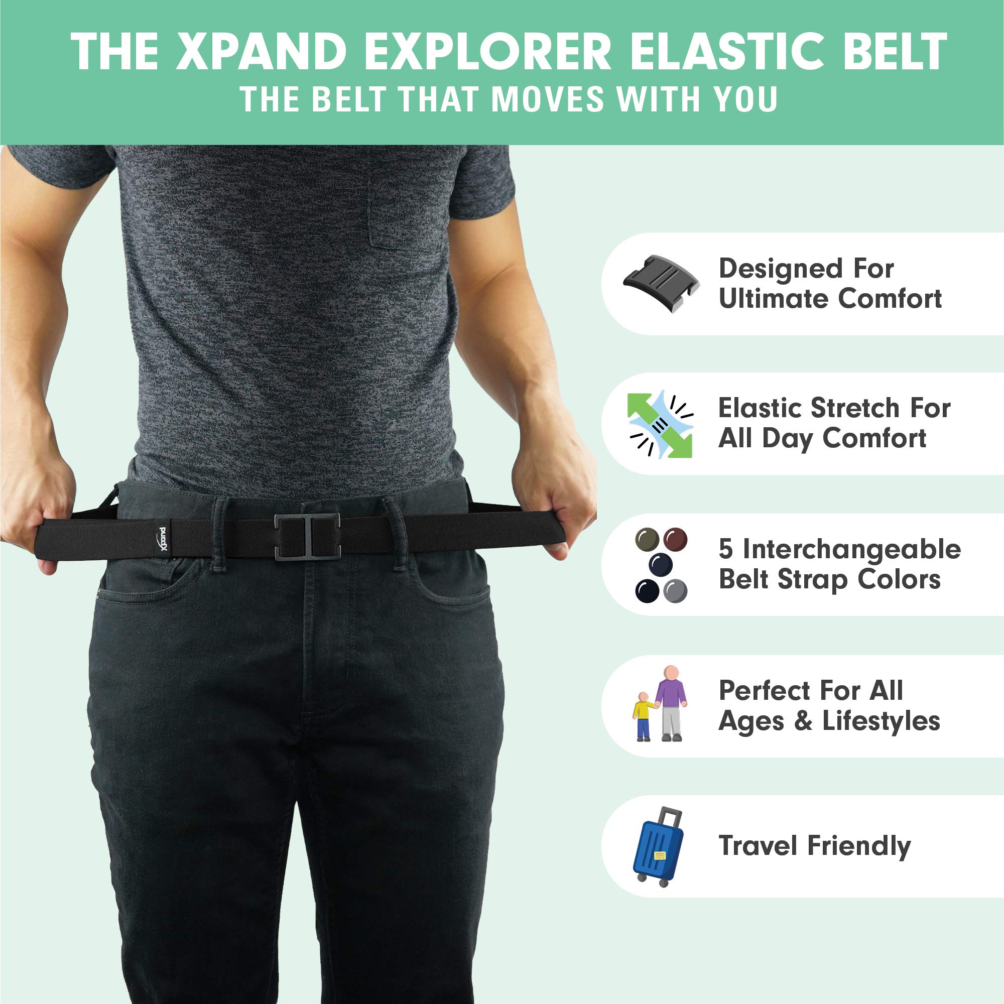 Xpand Explorer Belt No-Show Invisible Elastic Belt w/Slim Aluminum Buckle - Image 3