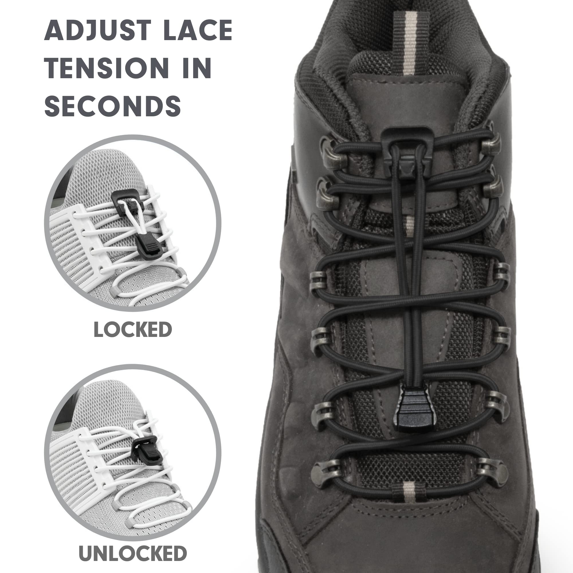 Xpand No Tie Elastic Shoe Laces for Adults & Kids | One size fits all Round Laces for Sneakers and Boots - Image 3