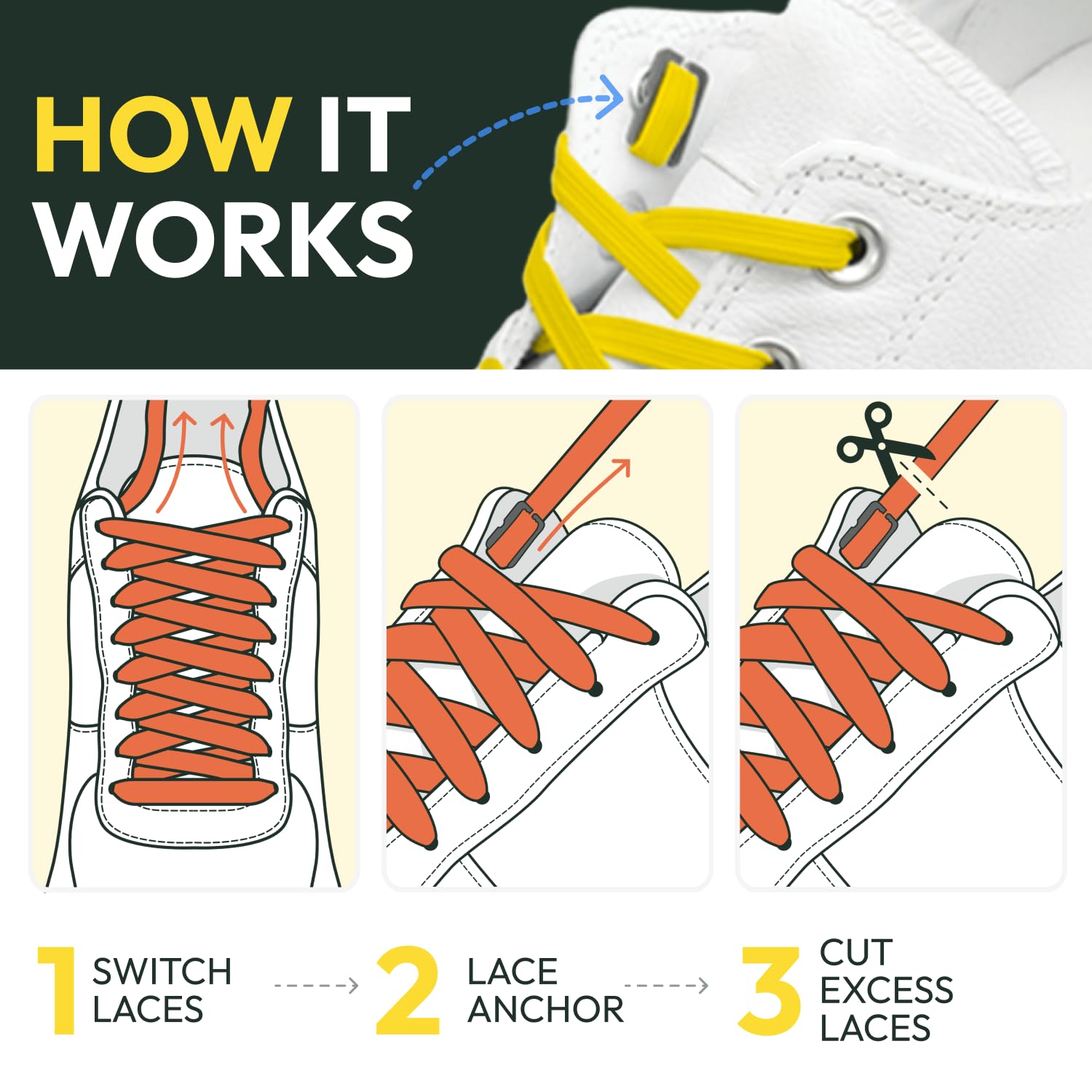 Xpand No Tie Elastic Shoelaces. 1 Size Fits All for Adults & Kids | Stretch Laces for Sneakers, Runners & High Tops Shoes - Image 4