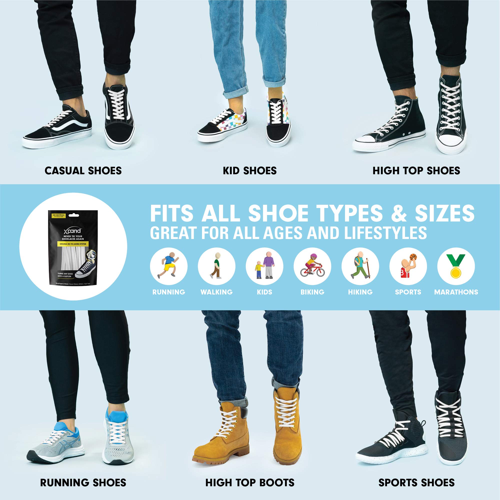 Xpand No Tie Elastic Shoelaces [3 Pairs] Move Smarter, Never Tie Again. Convenience and Comfort for Busy Parents. - Image 3